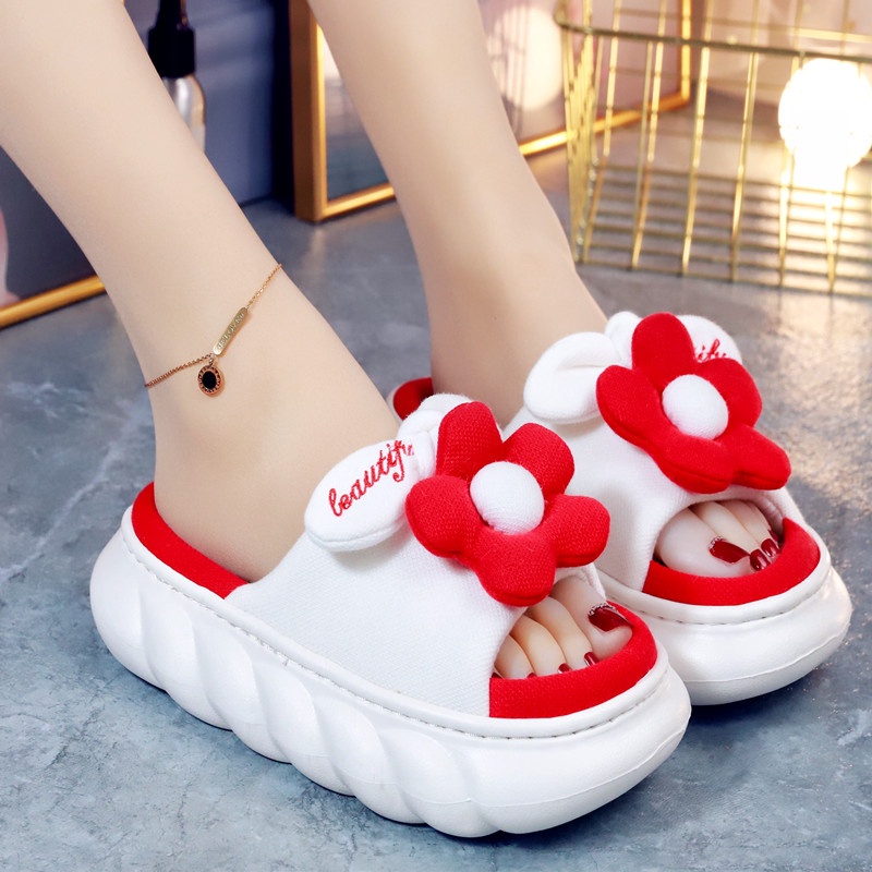 Dép bông xinh đế cao su dày mút êm nhẹ đi là đẹp