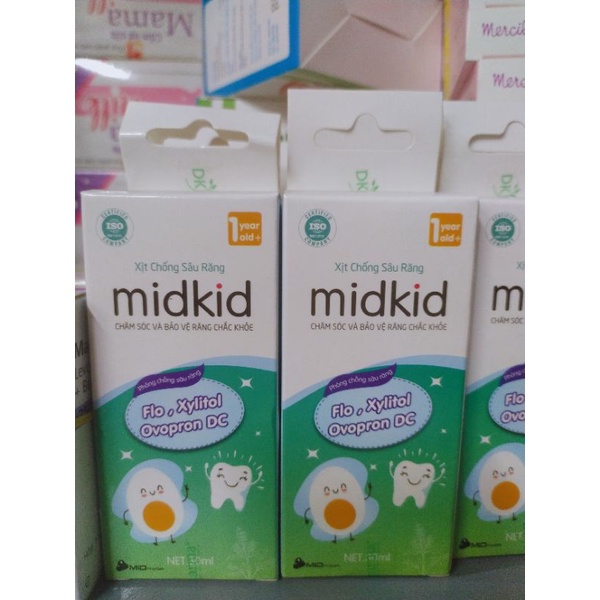 Xịt chống sâu răng cho bé Midkid giúp chăm sóc răng miệng, ngăn ngừa cảm cúm khi giao mùa lọ 30ml