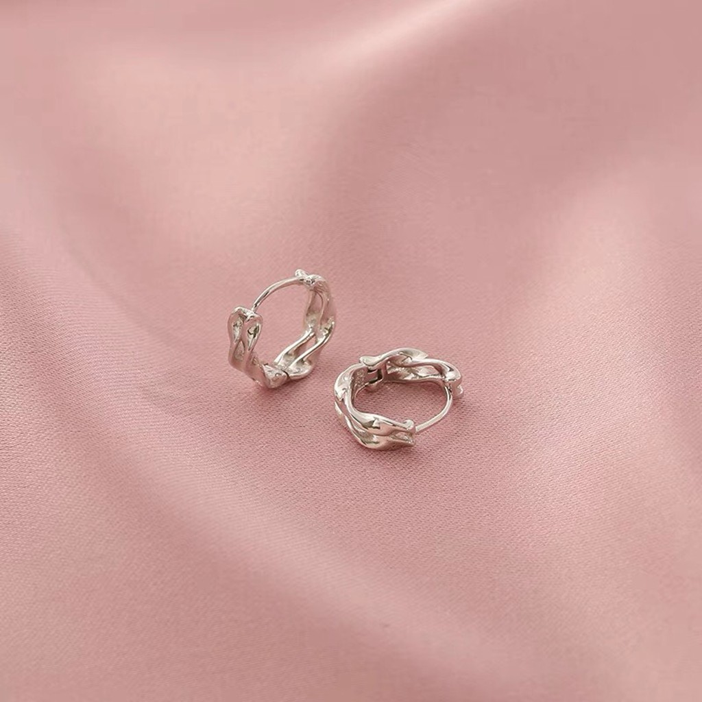 Bông tai, Khuyên tai nam nữ dáng tròn đan chéo phong cách âu mỹ xu hướng 2022, Cá tính, Độc đáo, Unisex, 1 chiếc