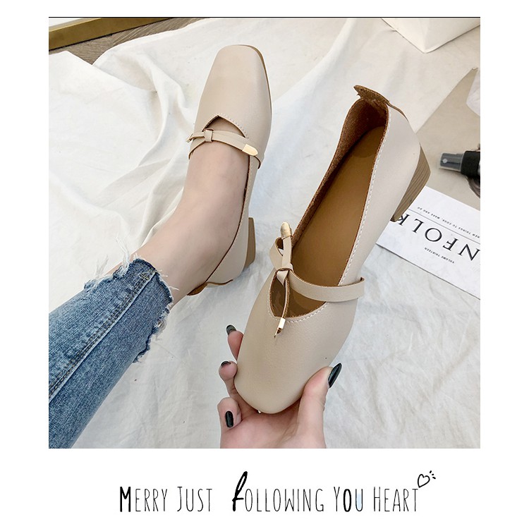 Giày Búp Bê Mũi Vuông Phối Nơ Xinh Xắn Dành Cho Nữ 2021 | BigBuy360 - bigbuy360.vn