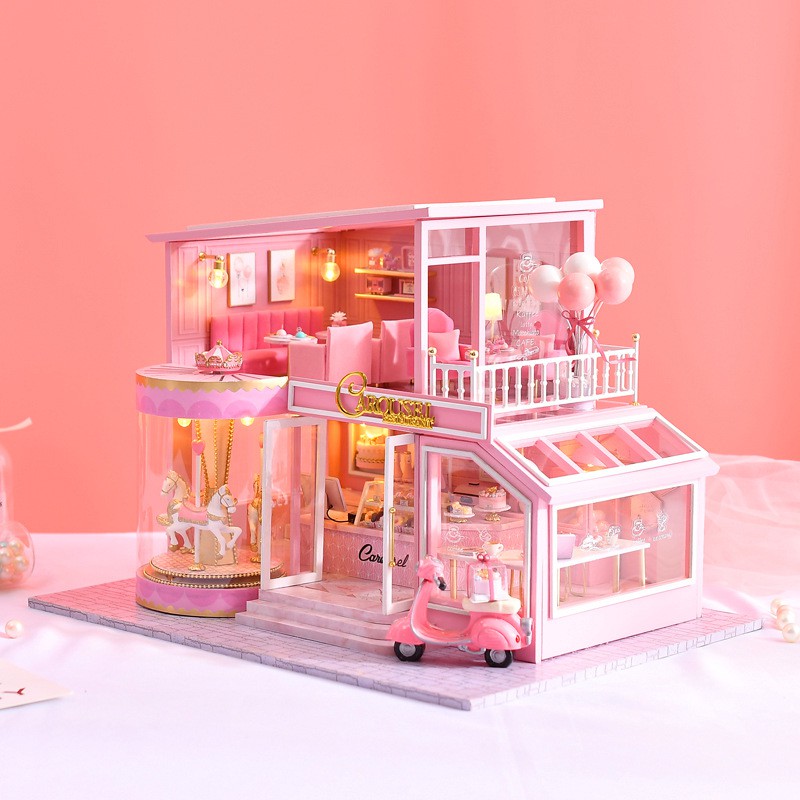 Mô hình nhà DIY Doll House ChildHood Memory Kèm Mica Chống bụi, Bộ dụng cụ, Keo dán và Bộ phát nhạc