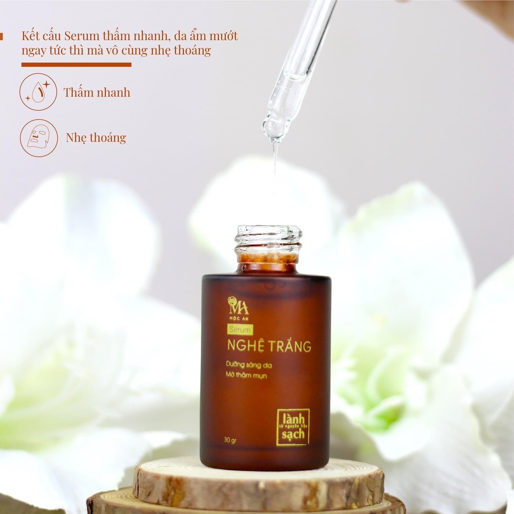 Serum Dưỡng Da Mộc An Nghệ Trắng Cấp Ẩm Sâu, Giảm Mụn Mờ Thâm Nám Chăm Sóc Làn Da Trắng Mịn 30g