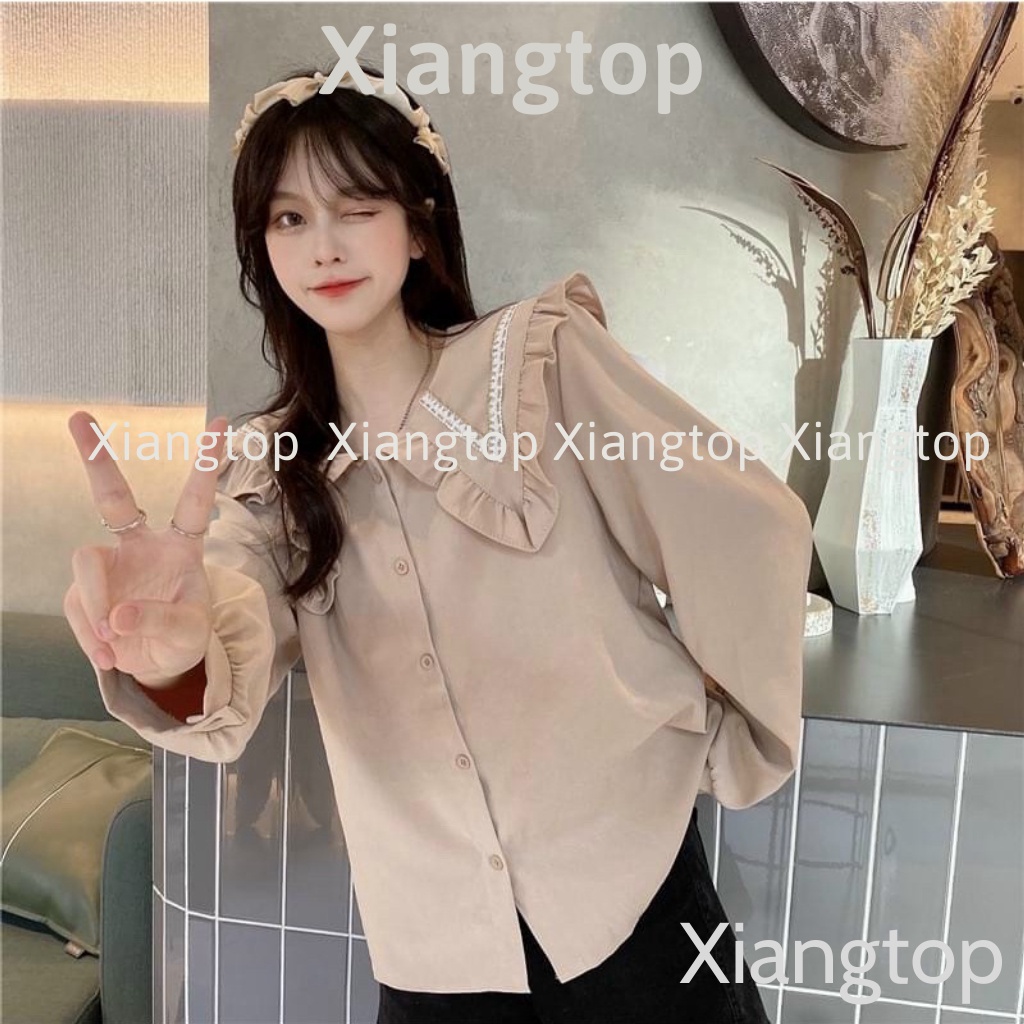 Áo sơ mi nữ cổ bèo , áo babydoll tay bèo tiểu thư hàng QCCC loại 1 A00011 kaca aosomicongsothietke