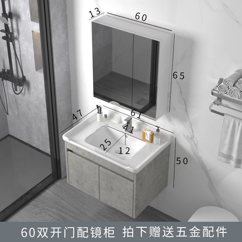 Ván xi măng màu xám nhiều lớp gỗ chắc chắn không sơn phòng tắm chậu rửa bằng sứ tủ kết hợp bàn trang điểm gương th | BigBuy360 - bigbuy360.vn