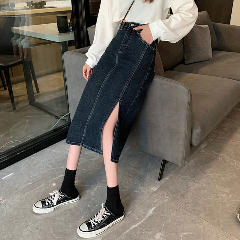 Chân váy bò dài Xẻ Tà Phong Cách Hàn Quốc Dành Cho Bạn Nữ