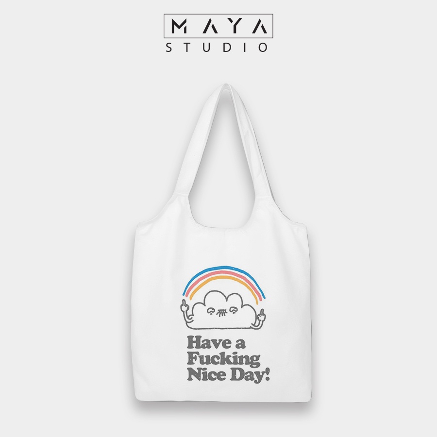 Album Túi tote BẦU MAYA vải Canvas uzzang GOOD VIBES cực chất phù hợp mọi lứa tuổi đi học đi chơi