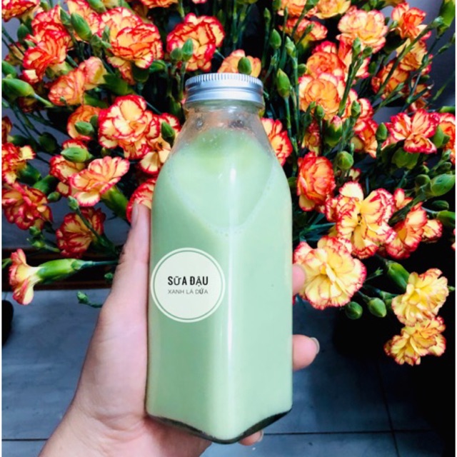 Chai thuỷ tinh vuông đựng sữa, nước ép 350ml