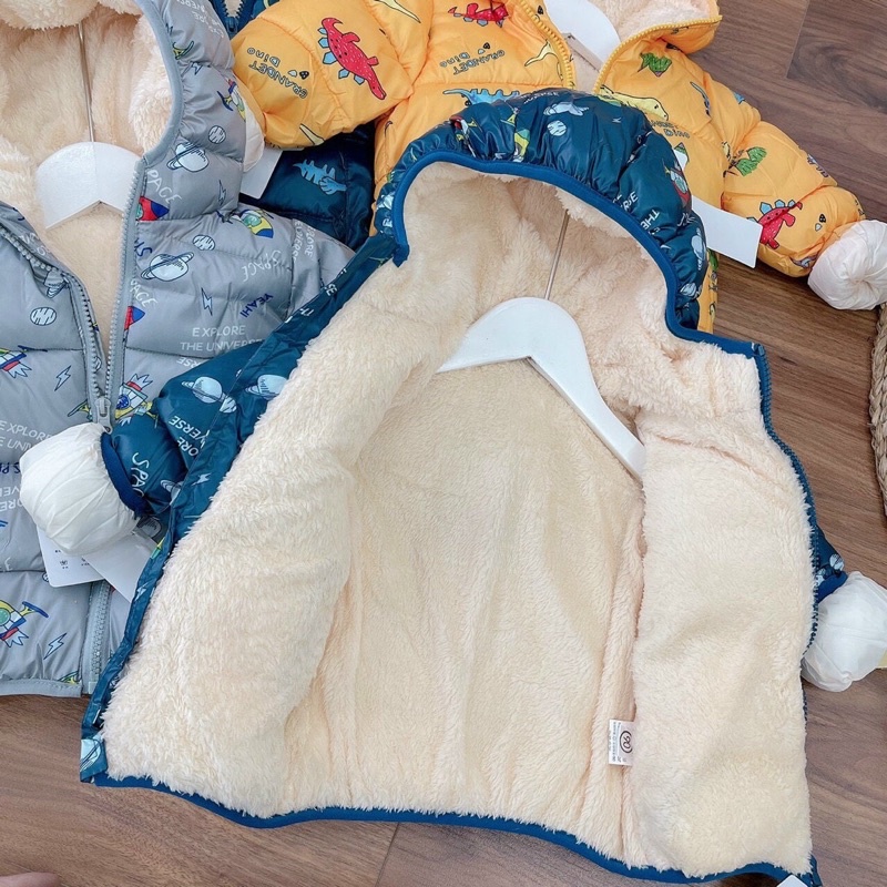 Áo khoác phao lót lông cừu hàng Quảng Châu siêu ấm cho bé trai, bé gái- Áo khoác phao cho bé từ 8-22kg Kidbabyonline