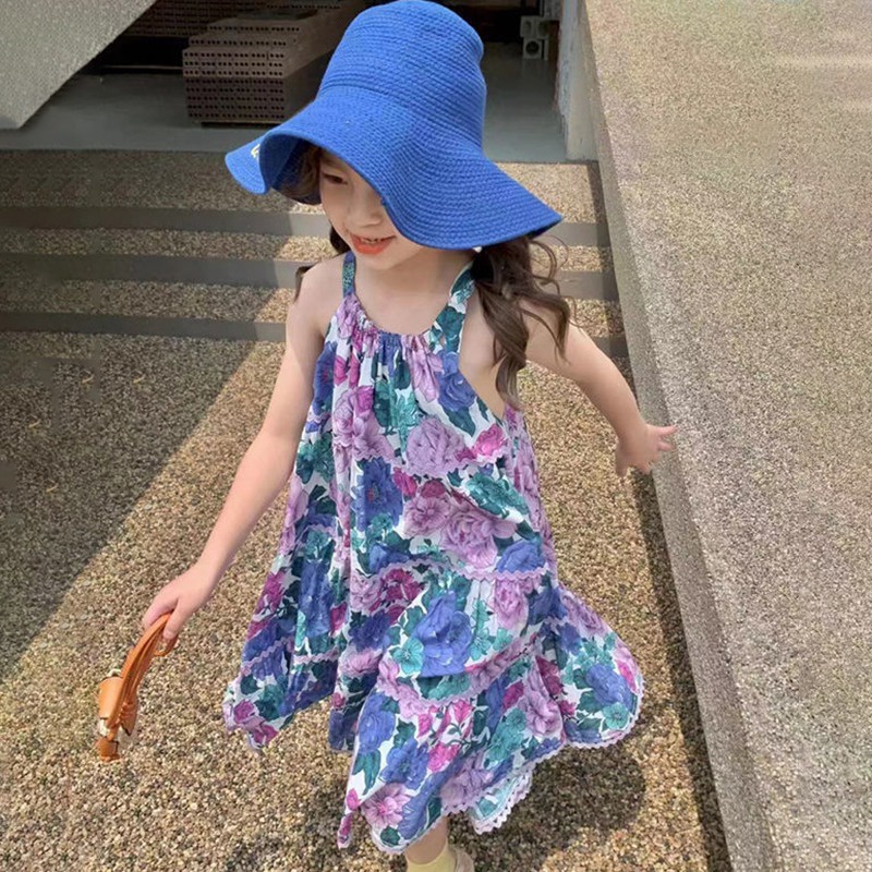 Đầm Hai Dây In Hoa Thời Trang Mùa Hè Cho Bé Gái