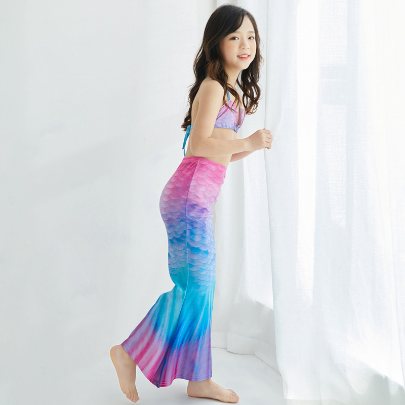 Bộ Đồ Bơi 2 Mảnh Áo + Chân Váy Đuôi Nàng Tiên Cá Họa Tiết Dải Ngân Hà Dành Cho Bé Gái