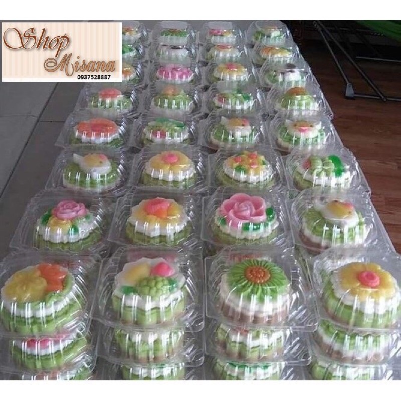 Bộ 100 nhựa đựng bánh, thực phẩm H128 ; kt: 13x13x6cm