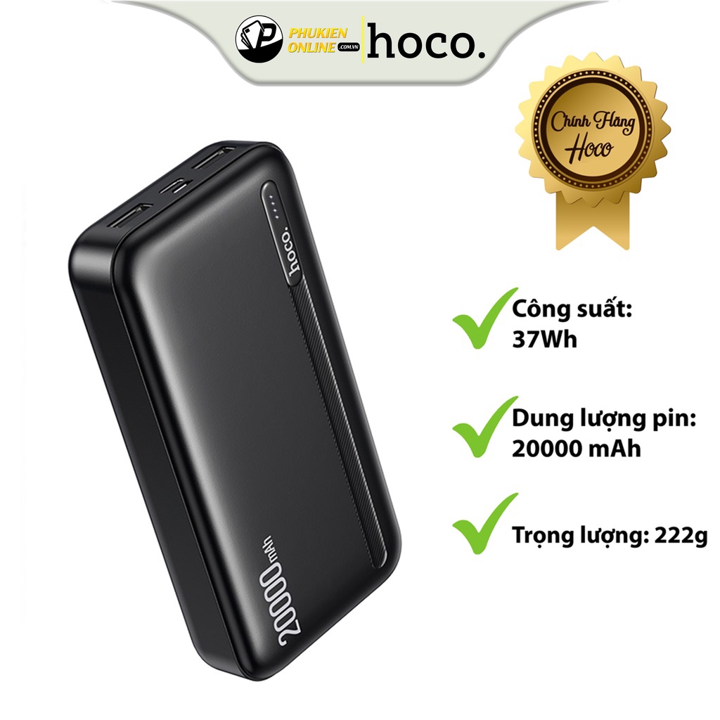 Pin Sạc Dự Phòng Hoco J99A 20000mAh Chính Hãng - 2 Input, 2 Output, Thiết Kế Nhỏ Gọn, Đèn Led Hiển Thị Dung Lượng Pin.