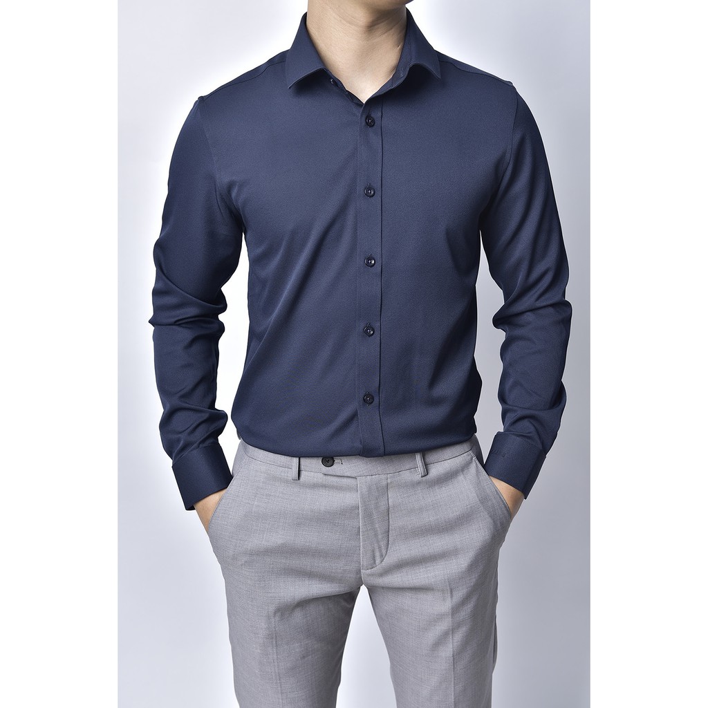 Áo sơ mi công sở nam hàn quốc đẹp dài tay áo kiểu F8888 Tím than SMT009