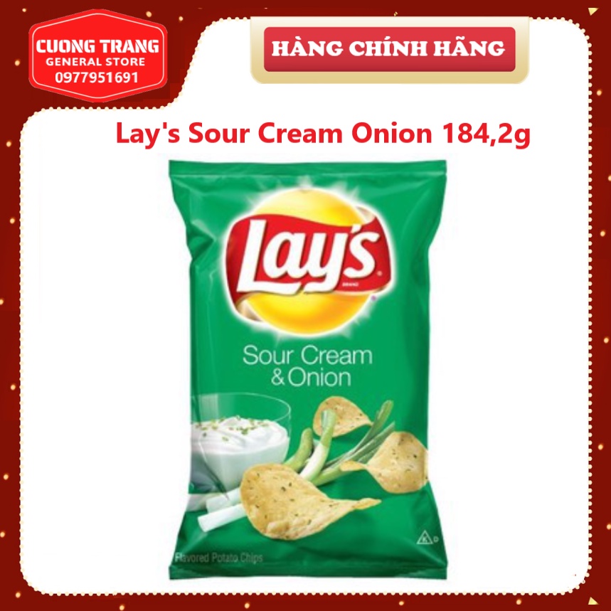 Snack Lay's Sour Cream Onion 184,2g nhập khẩu Mỹ