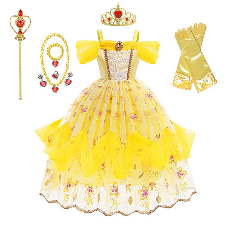 Đầm Hóa Trang Công Chúa Belle Trong Phim Người Đẹp Và Quái Vật TSBBQ03 Cho Bé Gái