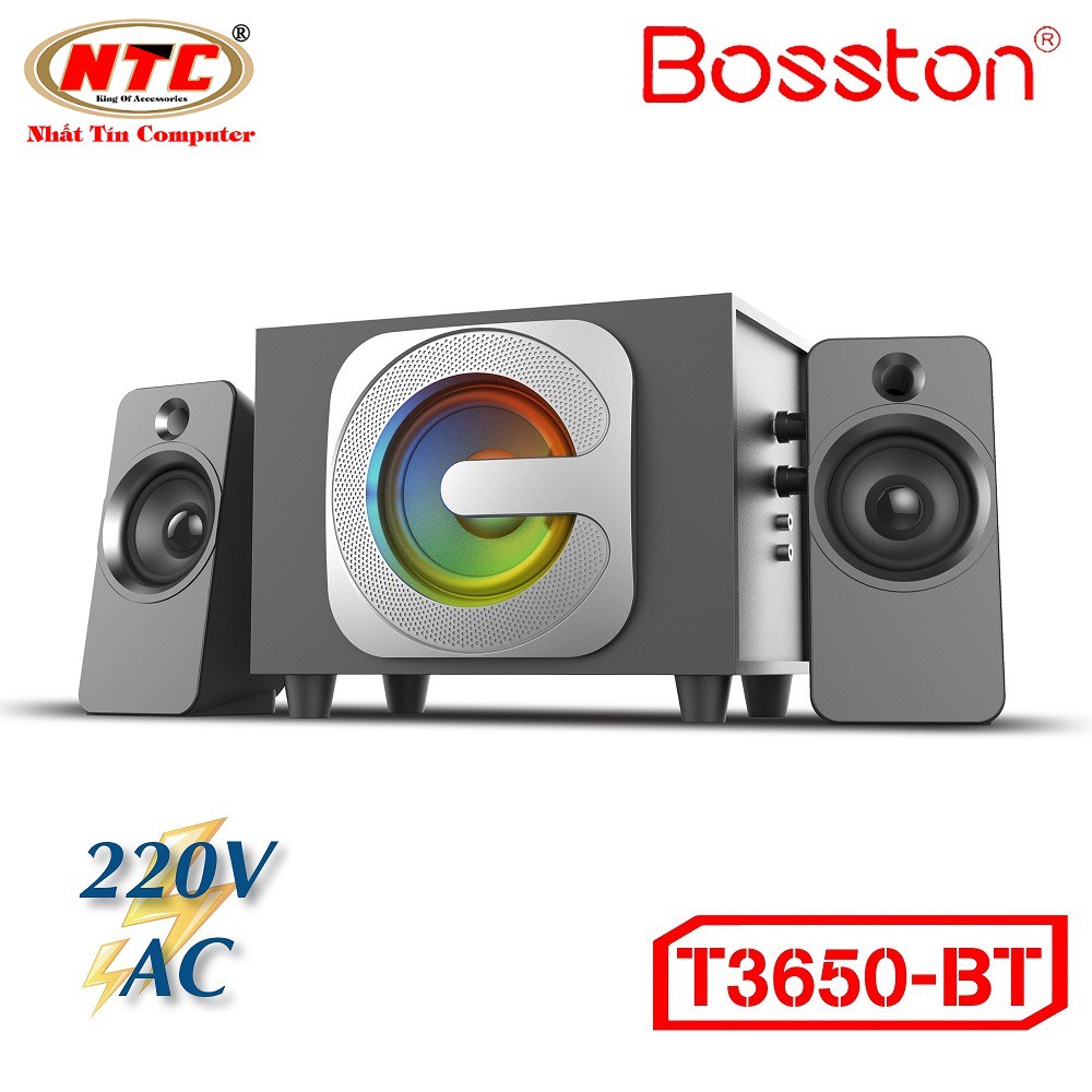 Loa vi tính 2.1 kiêm Bluetooth USB thẻ nhớ Bosston T3650-BT 30W led RGB 7 màu(Đen)