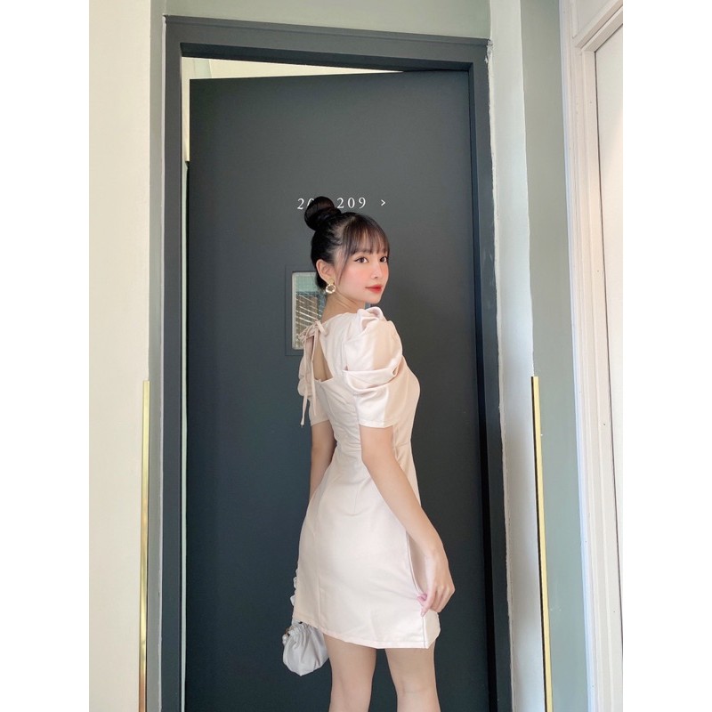 Đầm nữ dáng chữ A tay bồng lưng cột nơ, đi tiệc cưới,dạo phố sang trọng XUONGMAYHB | BigBuy360 - bigbuy360.vn