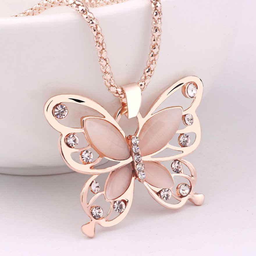 [Giá đẹp] vòng cổ Mặt Bướm Đính Đá Opal