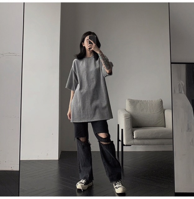 [ORDER Quần jeans rách ống rộng màu đen eo cao Ulzzang siêu chất ❤️ | BigBuy360 - bigbuy360.vn