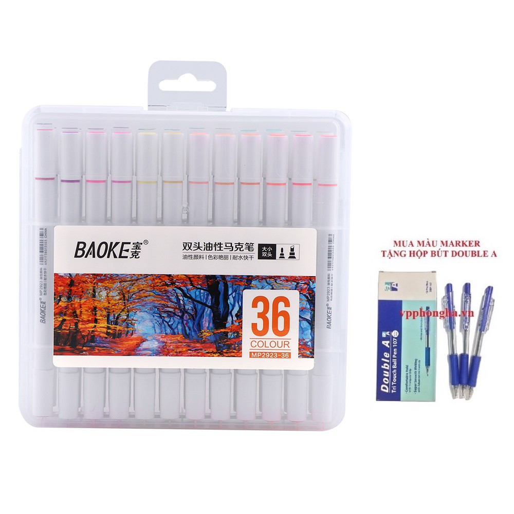 [Mã LIFEBOOK1 giảm 30K đơn 150K] Bút màu Marker 36 màu Baoke MP2923-36 (Tặng 1 hộp bút bi)