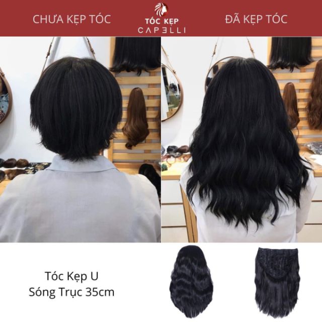 Tóc giả nữ đẹp  FREESHIP  kẹp U nửa đầu xoăn trục ngắn ku17