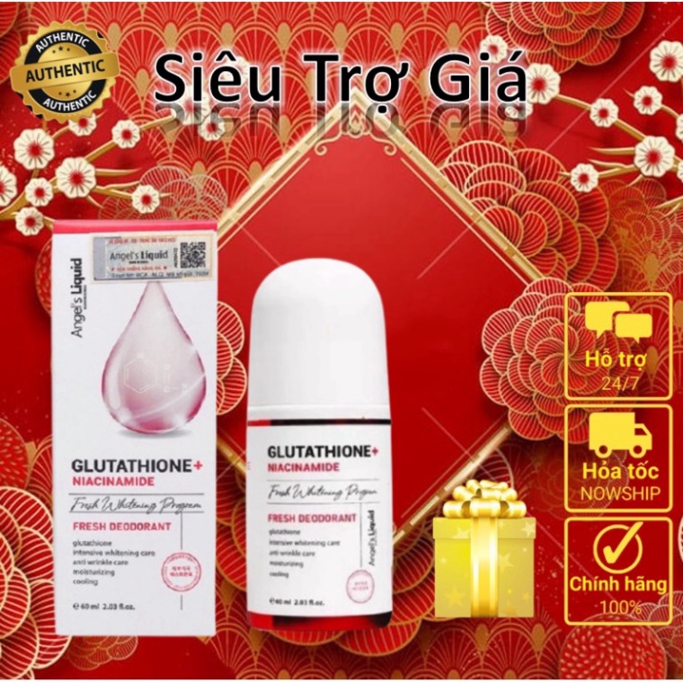 Lăn khử mùi mờ thâm, dưỡng trắng da Angel's Liquid Glutathione plus Niacinamide 60ml - Lixx