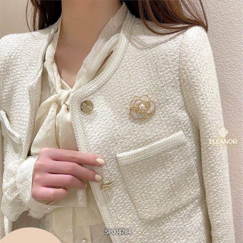 Ghim cài áo nam nữ Eleanor Accessories hình hoa hồng đính ngọc trai nhân tạo phụ kiện trang sức 4784