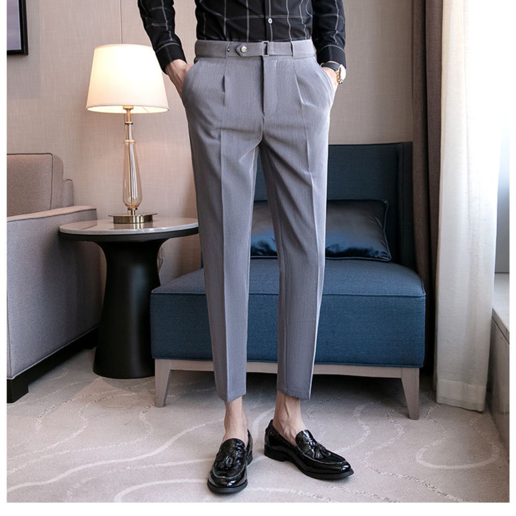 Quần âu nam có đai chỉnh eo Sidetab, quần cạp cao nam dáng baggy vải tuyết mưa CALAA FASHION QA02