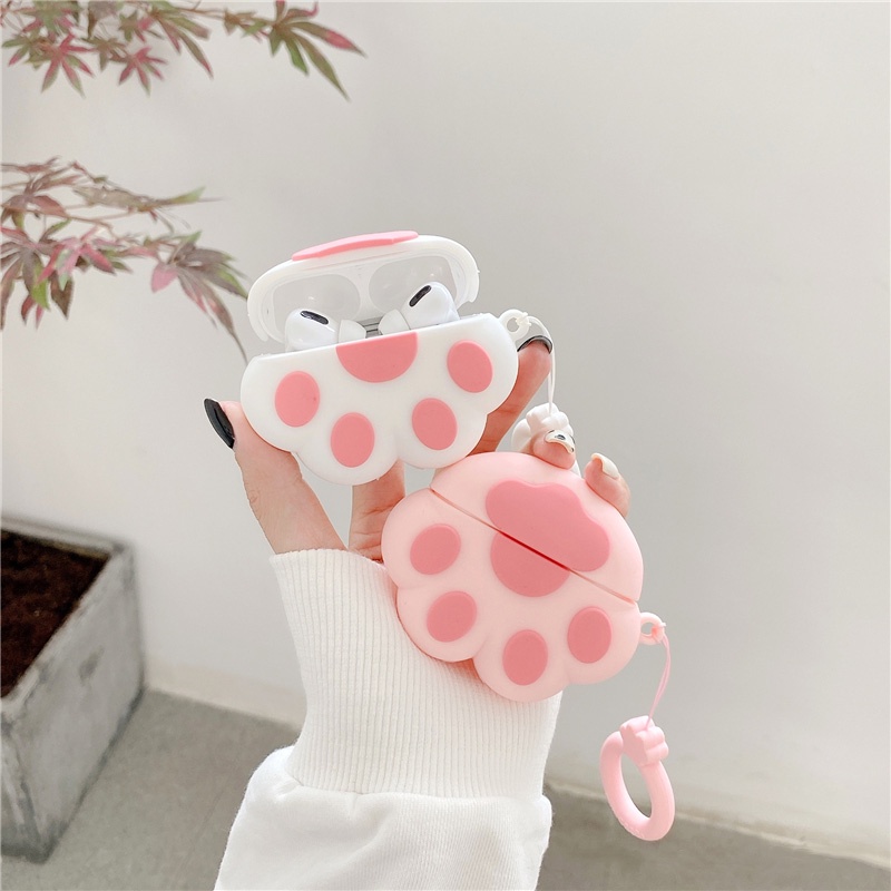 Vỏ Bảo Vệ Hộp Sạc Tai Nghe AirPods 1 2 3 Pro 4 Inpods i12 i12s Pro Bằng Silicon Mềm Hình Chân Mèo Dễ Thương
