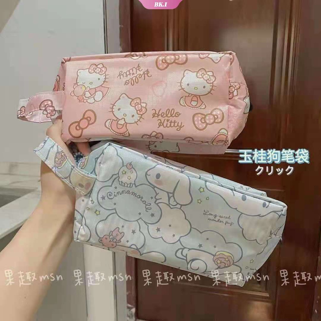 SANRIO Túi Đựng Bút Chì/Mỹ Phẩm Da PU Cỡ Lớn Có Khóa Kéo Hình hello kitty Dễ Thương Cho Nữ