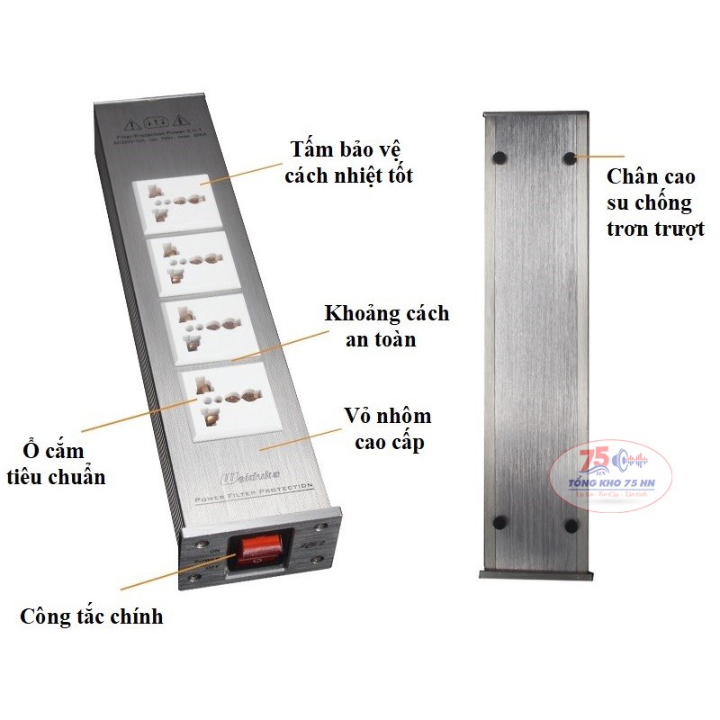 Bộ ổ cắm 4 cổng lọc nguồn điện cho dàn âm thanh Weiduka AC2.2 - Bộ lọc nguồn Weiduka AC2.2