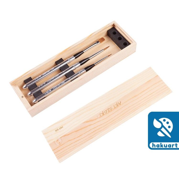 Hộp Gỗ Set 3 Cọ Vẽ Màu Nước ARTSECRET Gấp Gọn - Họa Cụ Hakuart