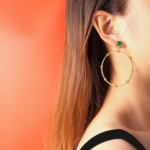 Bông Tai Dự Tiệc Hình Tròn To Thép Titan Ko Rỉ TT 3604