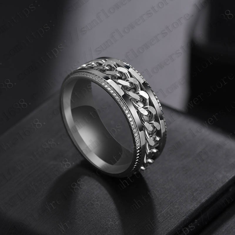 Dây Chuyền Kim Loại Mặt Hình Sấm Sét 2837 Nhẫn bằng thép titan phối dây xích có thể xoay phong cách cá tính phá cách cho nam