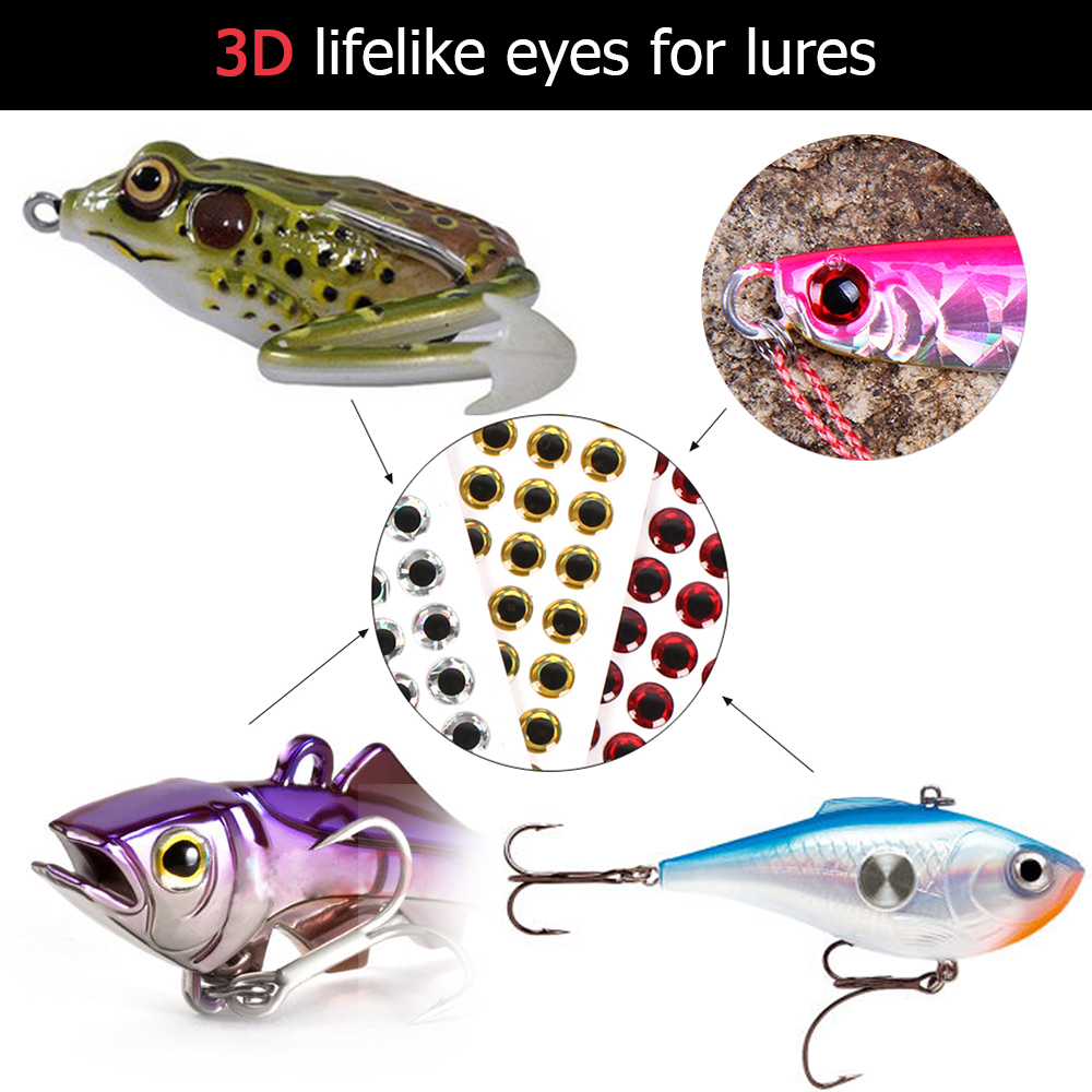 Set 100 Miếng Dán Mồi Câu Hình Mắt Cá Giả 3D Nhiều Màu