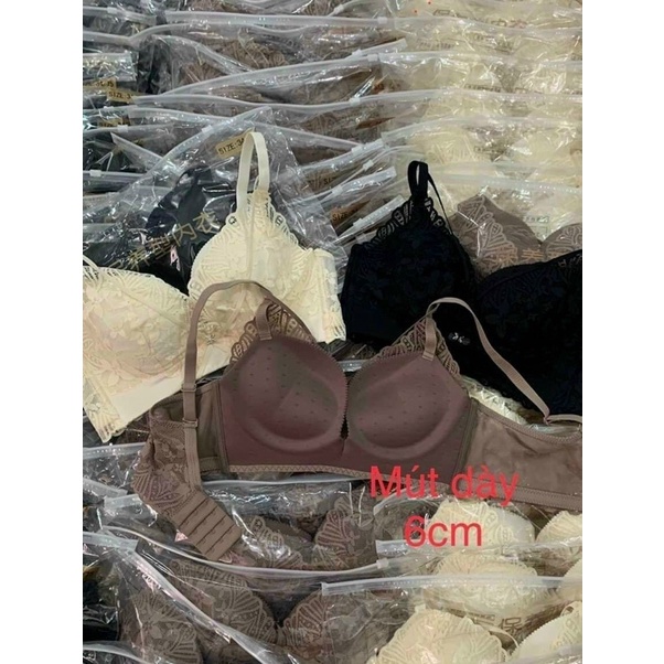 Áo lót ren định hình không gọng đan dây siêu độn dày 6cm đệm mút hơi mềm mại thoáng khí 2289