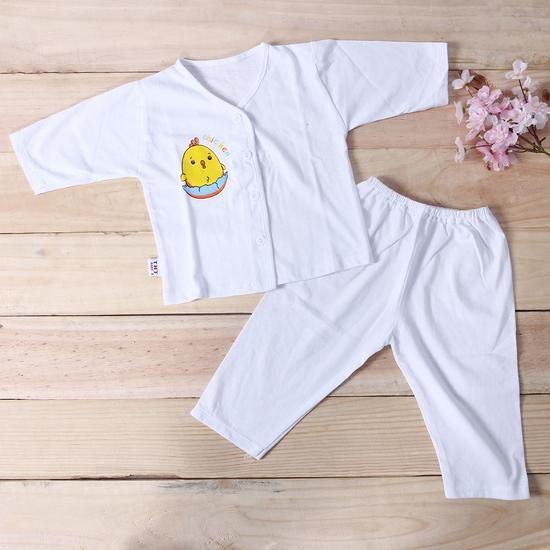 Bộ 5 áo Nút giữa Bosini Sơ Sinh Tay Dài + 5 quần dài bosini Trắng Cho Bé