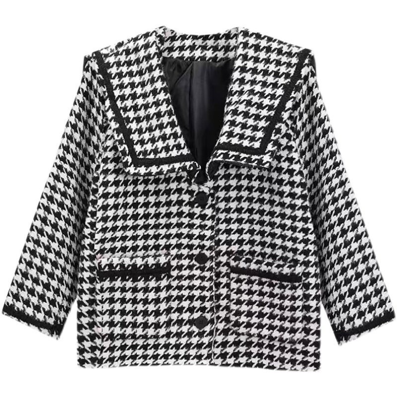 Áo khoác hoạ tiết  Houndstooth phong cách hàn quốc.