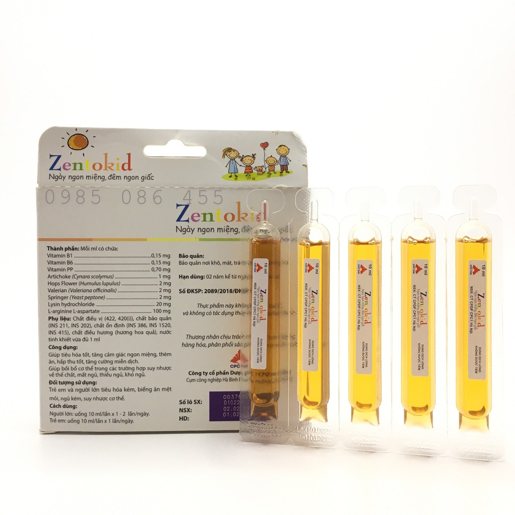 Zentokid - Giúp bé ăn ngon, ngủ ngon, tăng hấp thu, phát triển toàn vẹn ( Vị rất dễ uống- hộp 10 ống)