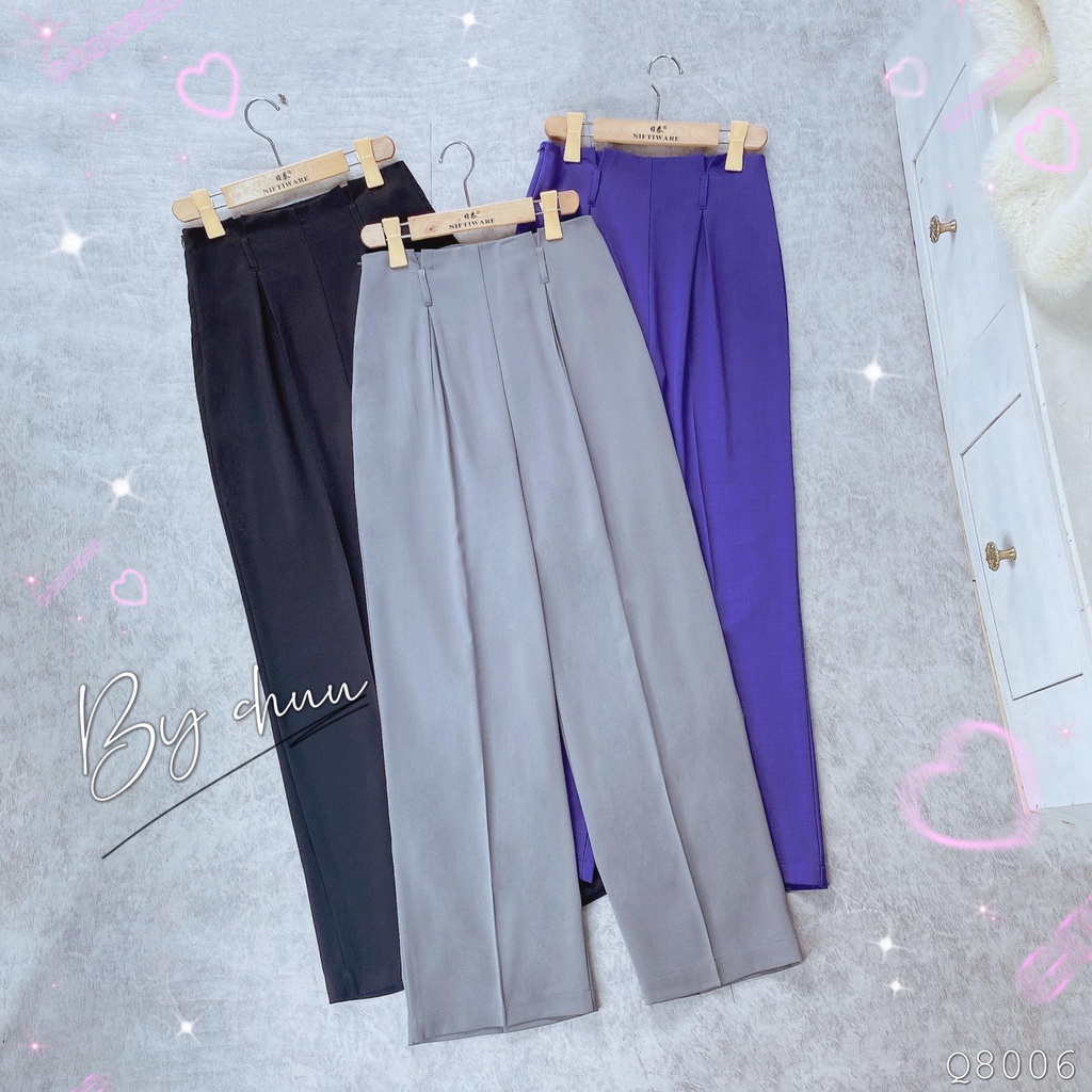 Quần tây nữ công sở ống rộng suông culottes dài đai dư CHUU Q8006