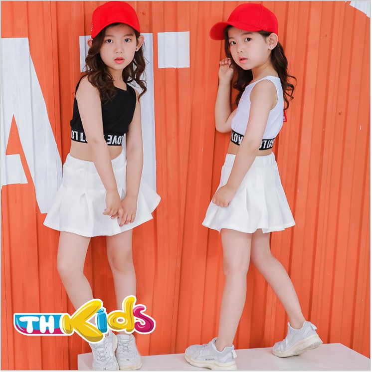 Set Đồ Nhảy Mẫu Áo Ba Lỗ + Chân Váy Trắng