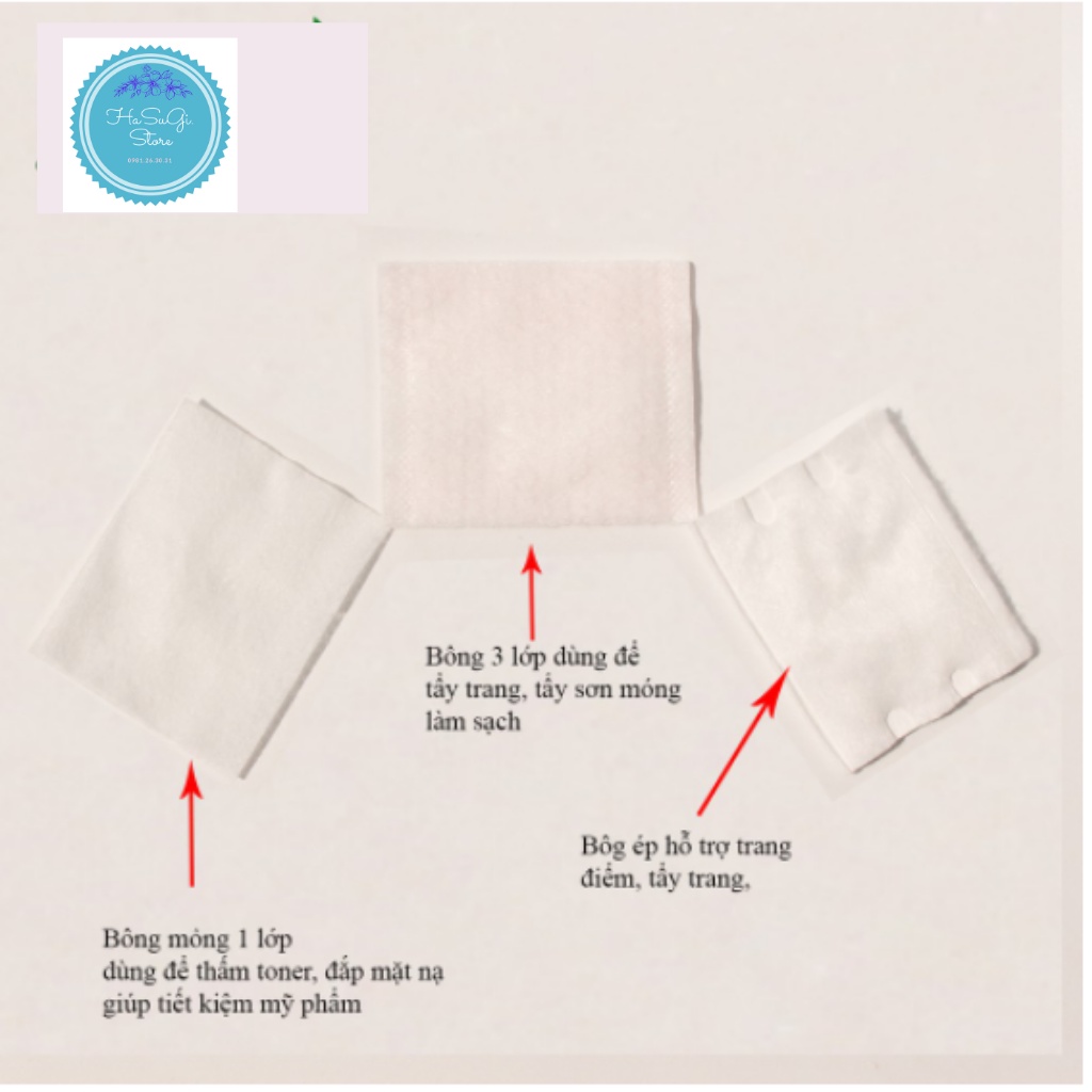 Bông tẩy trang 222 miếng, Cotton pads 3 lớp, làm sạch da mặt