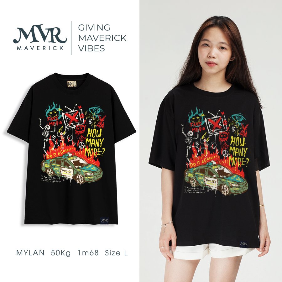 Ao thun unisex Xe cực cool vui nhộn phong cách MVR size rộng tee Mỹ BB4077
