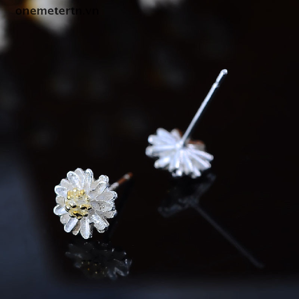 onemetertn  Fashion Jewelry 925 Sterling Silver Chrysanthemum Daisy Shape Ear Stud Earrings  VN