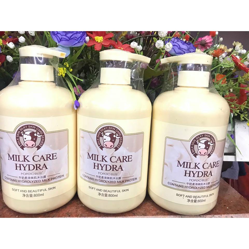 Sữa tắm trắng da con bò MILK CARE HYDRA chai 800ml