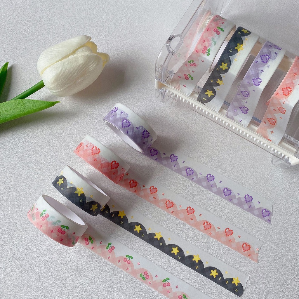 Cuộn Washi Tape Màu Pastel Họa Tiết Dễ Thương Trang Trí Sổ