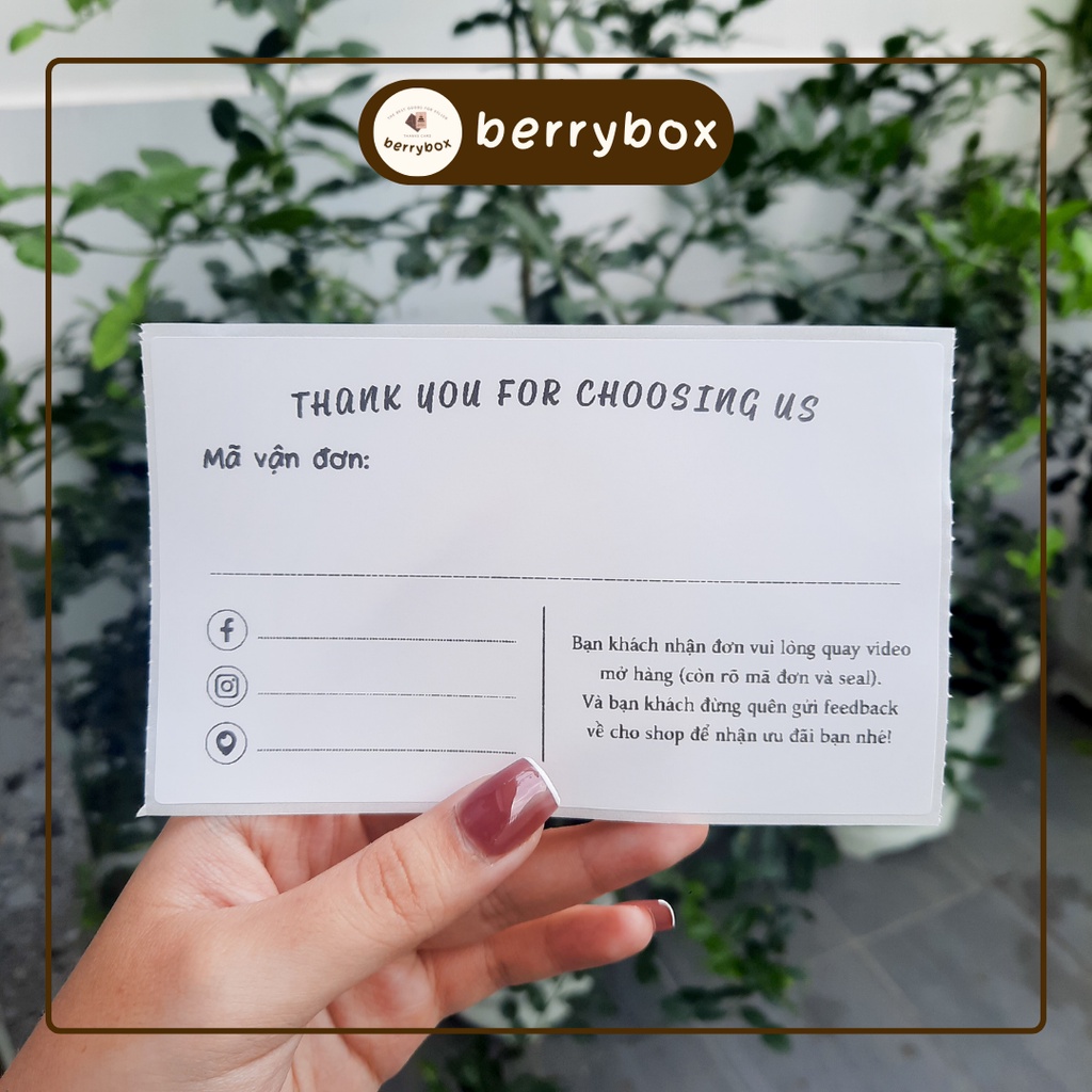 Berry | Set 50 phiếu giao hàng T6, hóa đơn bán hàng có keo dán túi giấy, thùng carton, gói hàng