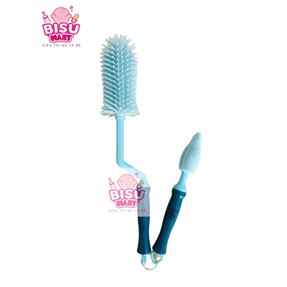 Cọ silicone súc rửa bình sữa, núm vú cho bé cao cấp Dolphin tay cầm xoay 360 độ