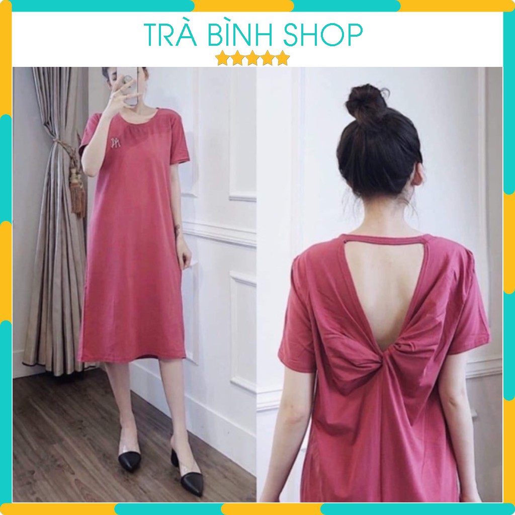 Váy Dáng Suông Đầm Xoắn Lưng Thêu Chữ NY Chất Cotton Đẹp | BigBuy360 - bigbuy360.vn