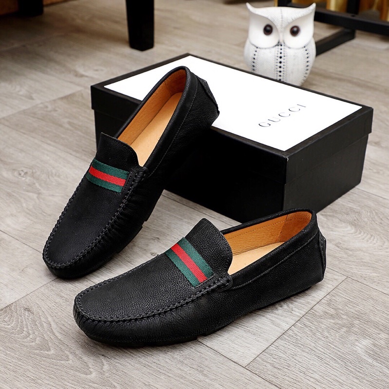 Giày lười nam da thật thương hiệu Gucci GG/GC cao cấp thiết kế lịch lãm
